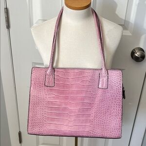 Tommy Hilfiger Pink Croc-Embossed Structured Tote and Coin Purse